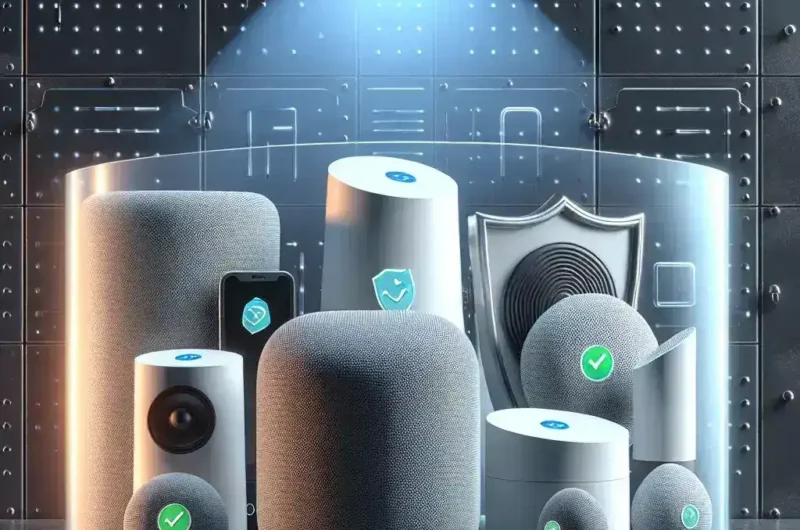 "Smart speakers comparison chart illustrating privacy features and data security measures of leading brands for a privacy audit article"