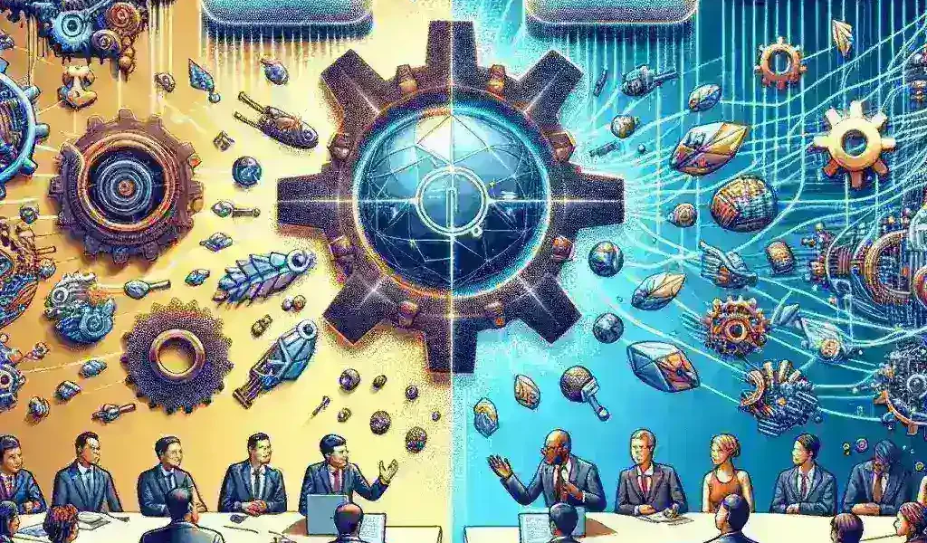"Discussion panel on Sovereign AI with global leaders, showcasing open-source technology and cloud solutions in a modern conference setting."
