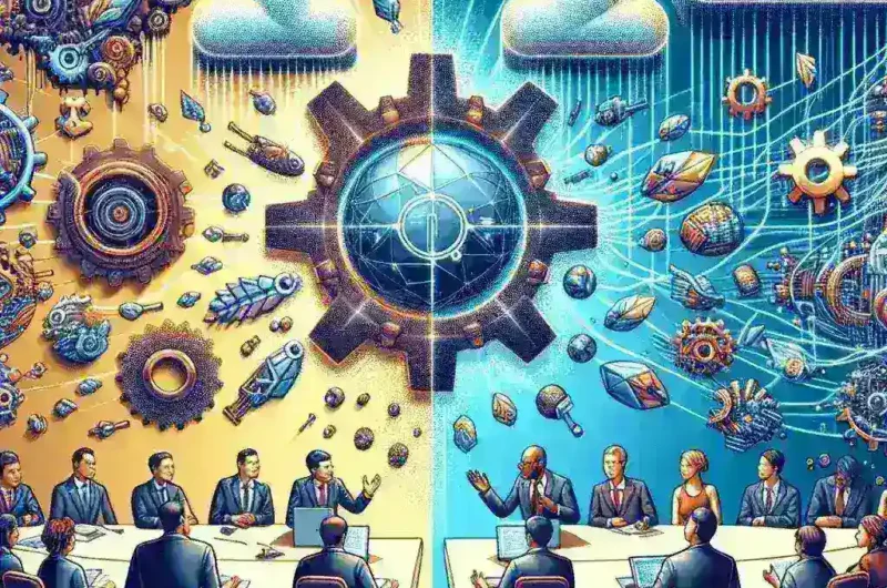 "Discussion panel on Sovereign AI with global leaders, showcasing open-source technology and cloud solutions in a modern conference setting."