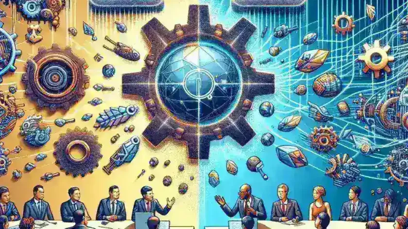 "Discussion panel on Sovereign AI with global leaders, showcasing open-source technology and cloud solutions in a modern conference setting."